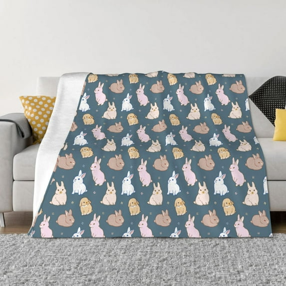 Yiaed Cute Rabbit Print Blanket Throw Blanket Soft Cozy Flannel Blanket for Home Bed Sofa Couch Chair-40"x30"