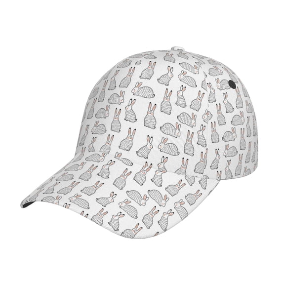 Yiaed Cute Rabbit Print Cap Adjustable Size for Running Workouts and Outdoor Activities All Seasons
