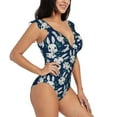 thumbnail image 1 of Yiaed Cute Rabbit Print Women's Ruffled One Piece Swimsuit V Neck Swimwear Slimming Monokini for Woman-Small, 1 of 8
