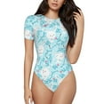 thumbnail image 1 of Yiaed Cute Rabbit Print Women's Waist-Cinching Short-Sleeved Onesie,Elastic Onesiet,Snaps At Bottom,Easy To Put On And Take Off for Wome Bodysuit -Large, 1 of 8