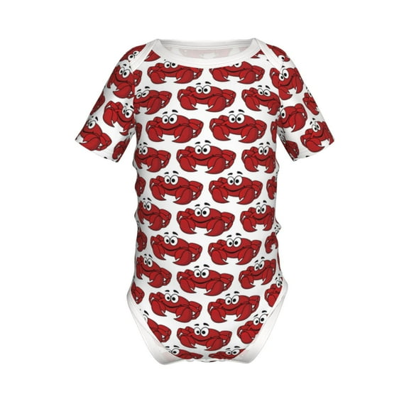 Yiaed Cute Red Crab Print Infant Climbing Short Sleeve Onesie One-Piece Baby Bodysuit Clothes 0-12 Months -9M