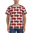 thumbnail image 1 of Yiaed Cute Red Crab Print Mens Short Sleeve Tight Fit T-Shirt, Crewneck Casual Tee-X-Large, 1 of 5