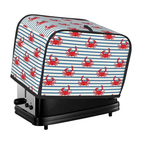 Yiaed Cute Red Crabs With Nautical Print Two Slice Bread Machine Cover, Universal Size Kitchen Appliance Cover for Bread Machine,Bread Machine Cover