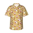 thumbnail image 1 of Yiaed Cute Santa and Reindeer Print Hawaiian Shirt for Men Short Sleeve Button Down Shirts Beach Shirts for Men,Small, 1 of 7