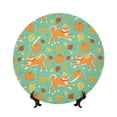 thumbnail image 1 of Yiaed Cute Shiba And Pumpkins Print Bone China Decorative Plate Ceramic Dinner Plates Art Crafts with Display Stand-7in, 1 of 6
