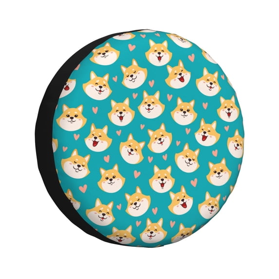 Yiaed Cute Shiba1 Print Tire Wheel Cover, Waterproof Spare Tire Cover Fit for Jeep, Truck,Trailer, RV, SUV, Camper and Most Vehicle-16 inch