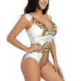 thumbnail image 1 of Yiaed Cute Sloth In Yoga Pose Tree Print Women's Ruffled One Piece Swimsuit V Neck Swimwear Slimming Monokini for Woman-X-Large, 1 of 8