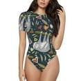 thumbnail image 1 of Yiaed Cute Sloth Print Women's Waist-Cinching Short-Sleeved Onesie,Elastic Onesiet,Snaps At Bottom,Easy To Put On And Take Off for Wome Bodysuit -X-Large, 1 of 8