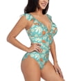 thumbnail image 1 of Yiaed Cute Sloth on Floral Tree Print Women's Ruffled One Piece Swimsuit V Neck Swimwear Slimming Monokini for Woman-Medium, 1 of 1