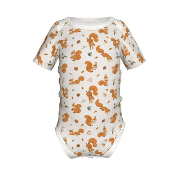 Yiaed Cute Squirrel Fall Print Infant Climbing Short Sleeve Onesie One-Piece Baby Bodysuit Clothes 0-12 Months -12 Months