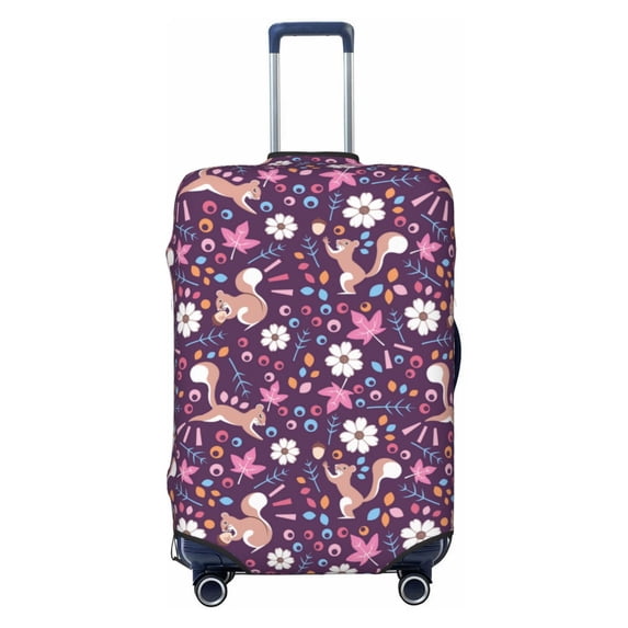 Yiaed Cute Squirrel Floral Print Travel Luggage Cover Suitcase Protector Fits 18-32 Inch Luggage Wheel Covers Patterned Elastic Luggage Anti-scratch(No luggage)-X-Large