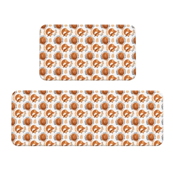 Yiaed Cute Squirrel Kitchen Rugs Sets of 2 Kitchen Mats Cushioned Anti Fatigue Kitchen Rug Tapetes Para Cocina for Sink,Laundry Room