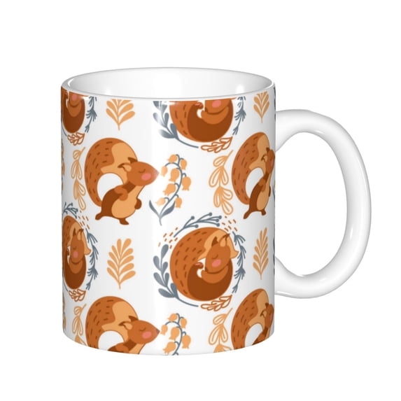 Yiaed Cute Squirrel Print Ceramics Coffee,Large Handle Design,Extra Large Tea and Coffee Cup for Office and Home Mugs