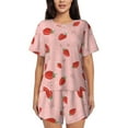 thumbnail image 1 of Yiaed Cute Strawberry C Print Short Sleeve Pajama Sets for Women Casual Crew Neck 2 Piece Lounge Sets Women's Short-Sleeved Pajama-Medium, 1 of 5