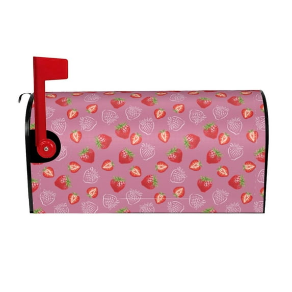 Yiaed Cute Strawberry Print Mailbox Covers, Magnetic Mailbox Cover, Mail Box Covers for Garden Outdoor Decor Box Covers-21x18 in