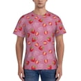 thumbnail image 1 of Yiaed Cute Strawberry Print Mens Short Sleeve Tight Fit T-Shirt, Crewneck Casual Tee-Large, 1 of 5