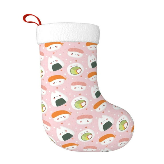 Yiaed Cute Sushi (2) Print Christmas Stockings, Christmas Stockings Hanging Ornaments, Christmas Stockings for Family Christmas Holiday Decorations