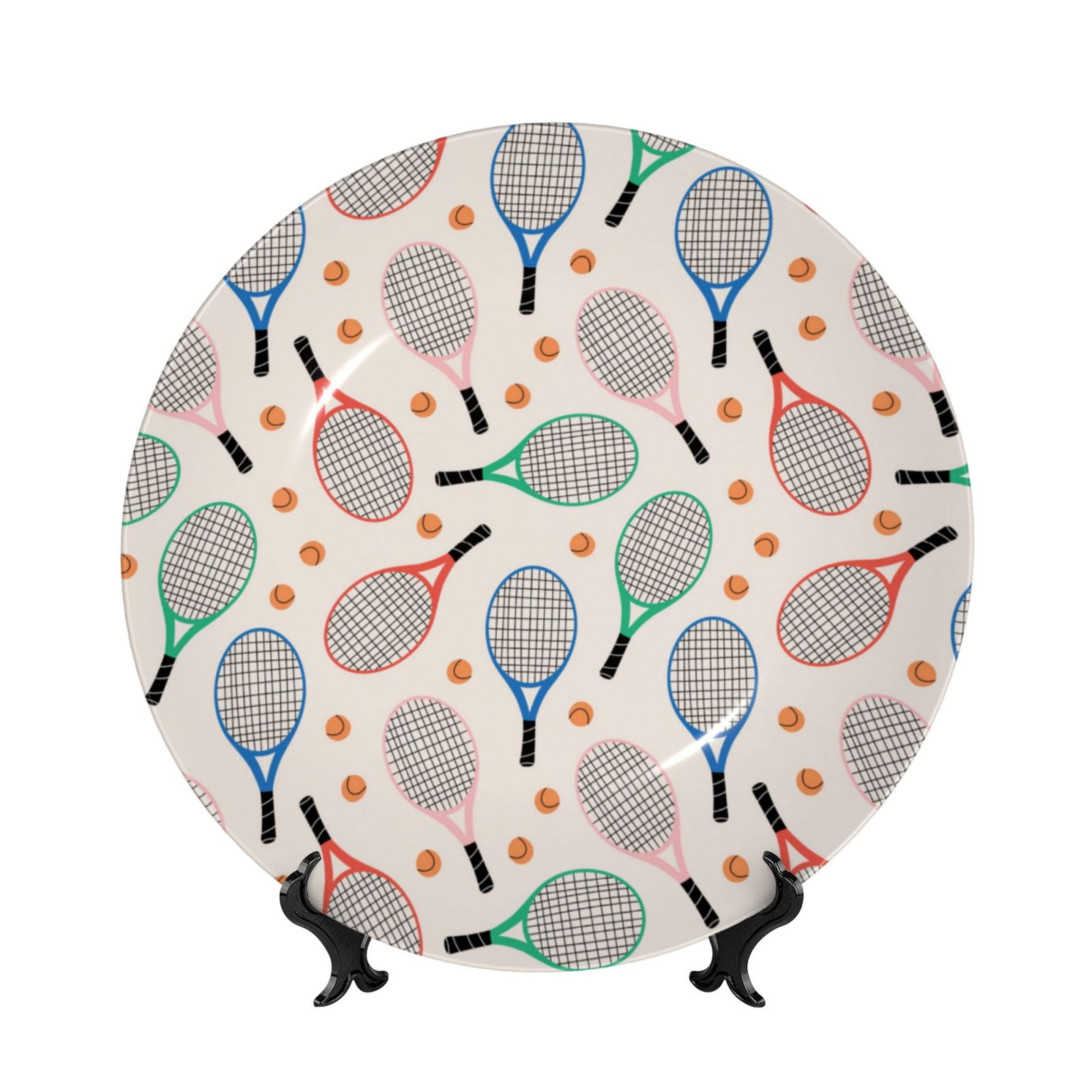 Yiaed Cute Tennis Racket Print Bone China Decorative Plate Ceramic ...