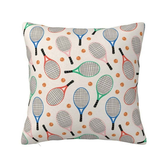 Yiaed Cute Tennis Racket Print Pillow Covers Super Soft Decorative Square Throw Pillow Covers Case Cushion Covers for Sofa Couch Bedroom Car Decor(No pillow core)-12"x12"