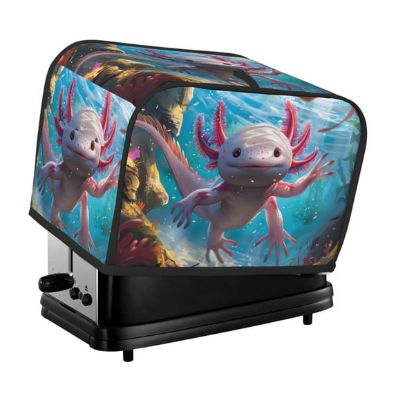 Yiaed Cute Underwater Axolotl Print Two Slice Bread Machine Cover, Universal Size Kitchen Appliance Cover for Bread Machine,Bread Machine Cover