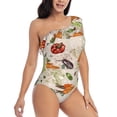 thumbnail image 1 of Yiaed Cute Vegetables Print Women One Piece Swimsuits Tummy Control One Shoulder Bathing Suits Pattern Ruffle Swimwear-XX-Large, 1 of 8