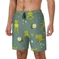 thumbnail image 1 of Yiaed Cute Yoga Frogs Print Mens Swim Trunks Bathing Suit Compression Liner Beach Swim Shorts Swimwear Quick Dry Zipper Pocket No-Chafing Board Short-Large, 1 of 6