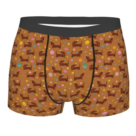 Yiaed Dachshund And Ball Print Men's Soft Cotton Boxer Shorts Breathable Boxers Underwear Moisture-Wicking Underwear Stretch Boxer Briefs for Man-Medium