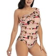 thumbnail image 1 of Yiaed Dachshund Couple Print Women One Piece Swimsuits Tummy Control One Shoulder Bathing Suits Pattern Ruffle Swimwear-Large, 1 of 8