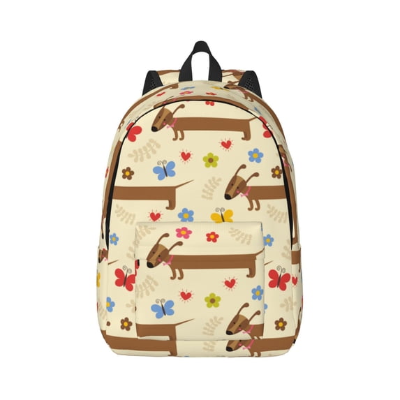 Yiaed Dachshund Dog And Flower Print Backpack, Premium Laptop Backpack, Travel Backpack for Women, Lightweight Backpacks, Comfortable Back Pack-Small