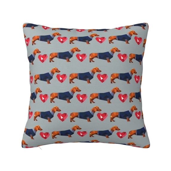 Yiaed Dachshund Dog Heart Print Pillow Covers Super Soft Decorative Square Throw Pillow Covers Case Cushion Covers for Sofa Couch Bedroom Car Decor(No pillow core)-26"x26"