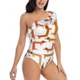 thumbnail image 1 of Yiaed Dachshund Dog Print Women One Piece Swimsuits Tummy Control One Shoulder Bathing Suits Pattern Ruffle Swimwear-Medium, 1 of 8