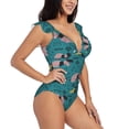 thumbnail image 1 of Yiaed Dachshund Dog Print Women's Ruffled One Piece Swimsuit V Neck Swimwear Slimming Monokini for Woman-Medium, 1 of 8