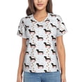 thumbnail image 1 of Yiaed Dachshund Dog Print Women's T Shirt V-Neck Short Sleeve Shirt Casual Breathable Tee Summer Tops-, 1 of 5