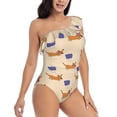 thumbnail image 1 of Yiaed Dachshund Print Women One Piece Swimsuits Tummy Control One Shoulder Bathing Suits Pattern Ruffle Swimwear-Medium, 1 of 8