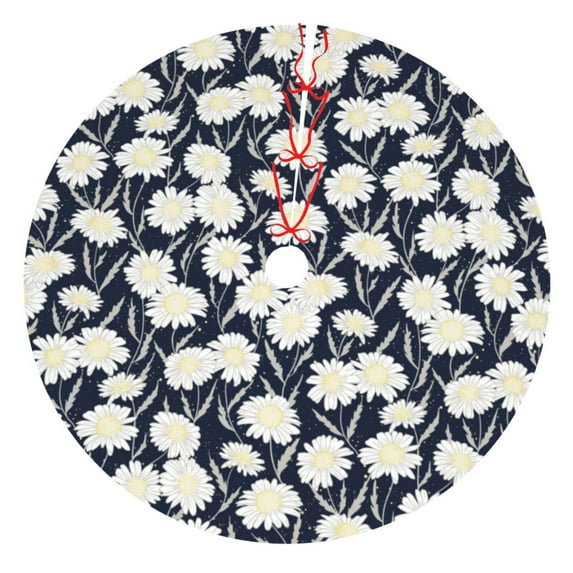 Yiaed Daisies Flowers Print Christmas Tree Skirt , Tree SkirtsTree Mat for Christmas Winter Holiday Indoor Decorations-30"