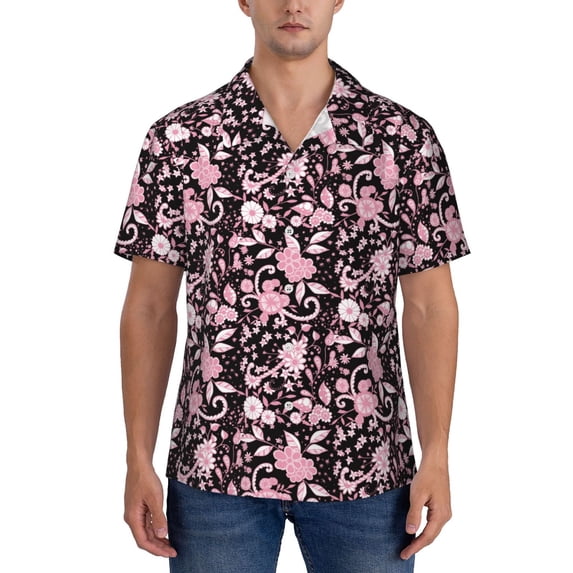 Yiaed Daisies Flowers Print Hawaiian Shirt for Men Short Sleeve Button Down Shirts Beach Shirts for Men-3X-Large