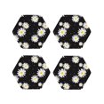 thumbnail image 1 of Yiaed Daisies Flowers Print Leather Coasters for Drinks - Cup Coasters Coffee Table Kitchen Table Bar, Home & Office Gifts Handmade Drink Coasters-Hexagon, 1 of 6