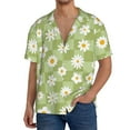 thumbnail image 1 of Yiaed Daisies Flowers Print Mens Casual Wrinkle Free Shirts Short Sleeve Button Down Summer Stretch Dress Shirt-Large, 1 of 5