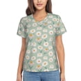 thumbnail image 1 of Yiaed Daisies Flowers Print Women's T Shirt V-Neck Short Sleeve Shirt Casual Breathable Tee Summer Tops-XX-Large, 1 of 5