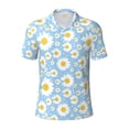 thumbnail image 1 of Yiaed Daisies FlowersPrint Men's Short Sleeve Polo Shirt,Golf Polo for Men Three-Button Golf Shirt Athletic Casual Collared T-Shirt- 4X-Large, 1 of 7