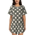 thumbnail image 1 of Yiaed Daisy Plaid Black Print Short Sleeve Pajama Sets for Women Casual Crew Neck 2 Piece Lounge Sets Women's Short-Sleeved Pajama-3X-Large, 1 of 5