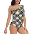 thumbnail image 1 of Yiaed Daisy Plaid Black Print Women One Piece Swimsuits Tummy Control One Shoulder Bathing Suits Pattern Ruffle Swimwear-Medium, 1 of 8