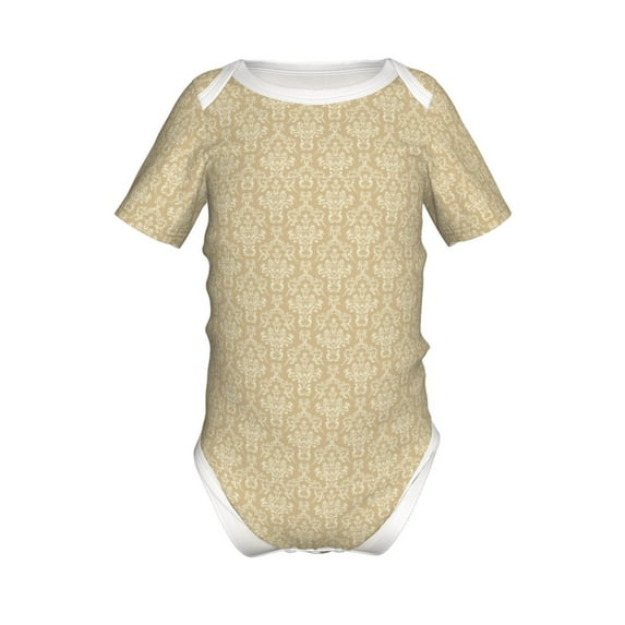 Yiaed Damask Beige Tan Brown Print Infant Climbing Short Sleeve Onesie One-Piece Baby Bodysuit Clothes 0-12 Months -2 Years