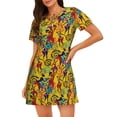 thumbnail image 1 of Yiaed Dancing African Womens Print Women's Loose-Fit Short Sleeve Nightgown, Soft and Comfortable Sleep Dress for Relaxation and Sleepwear, 1 of 6