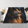 thumbnail image 1 of Yiaed Dapper Cat in Sunglasses Print Blanket Throw Blanket Soft Cozy Flannel Blanket for Home Bed Sofa Couch Chair-80"x60", 1 of 6