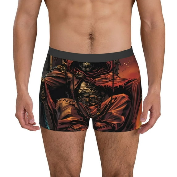 Yiaed Dark Skull King Throne Print Men's Soft Cotton Boxer Shorts Breathable Boxers Underwear Moisture-Wicking Underwear Stretch Boxer Briefs for Man-X-Large