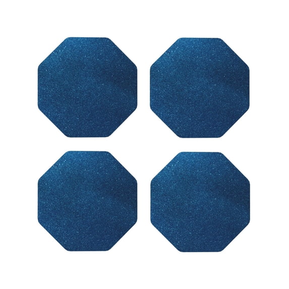 Yiaed Deep Blue Glitter Print Leather Coasters for Drinks - Cup Coasters Coffee Table Kitchen Table Bar, Home & Office Gifts Handmade Drink Coasters-Octagon