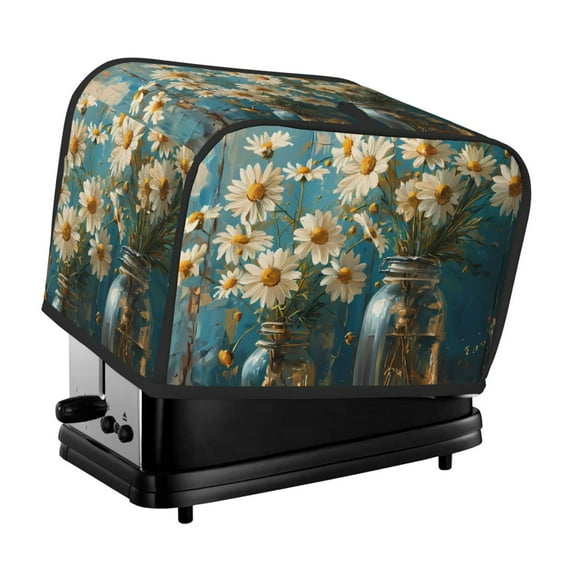 Yiaed Delicate White Daisy Jars Print Two Slice Bread Machine Cover, Universal Size Kitchen Appliance Cover for Bread Machine,Bread Machine Cover