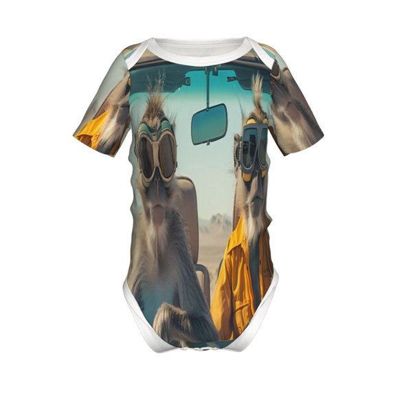 Yiaed Desert Monkeys Drive Print Infant Climbing Short Sleeve Onesie One-Piece Baby Bodysuit Clothes 0-12 Months -2 Years