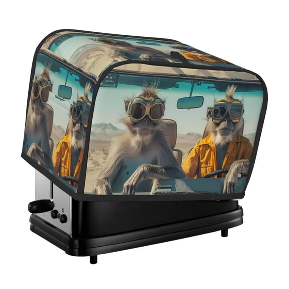 Yiaed Desert Monkeys Drive Print Two Slice Bread Machine Cover, Universal Size Kitchen Appliance Cover for Bread Machine,Bread Machine Cover